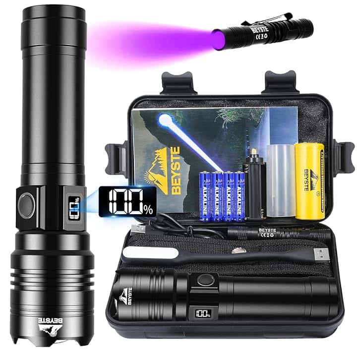 Torcia LED Potente Professionale 1,000,000 Lumens, Torcia LED Ricaricabile USB, Torce LED Alta Potenza Ricaricabili Zoomabile, IPX6 Torcia Tattica Militare Per Campeggio Trekking Emergenza ClimeCo Certified