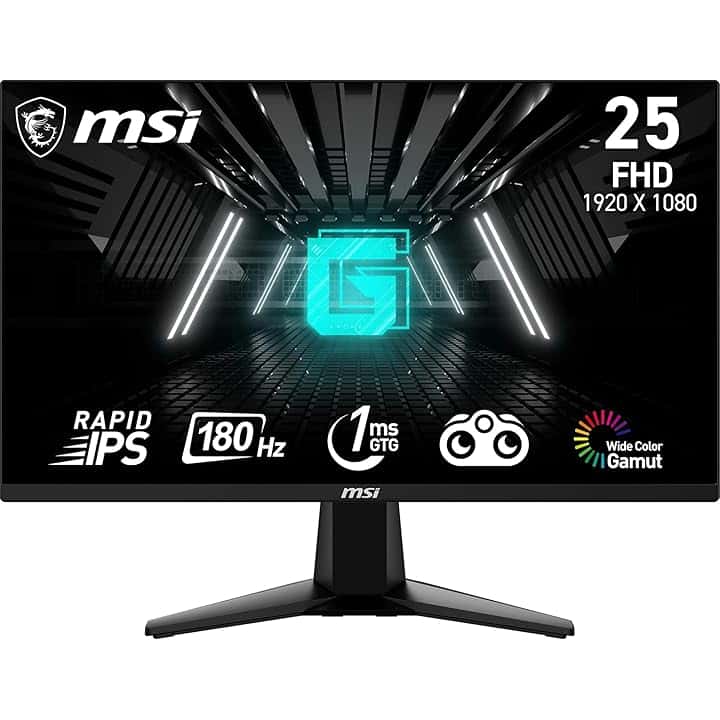 MSI G255F Monitor Gaming 24,5", 180 Hz, 1ms, Rapid IPS, FHD (1920x1080), Adaptive SYNC, Night Vision, Anti-flickr, Less Blue Light - Display Port 1.2a / HDMI 2.0b