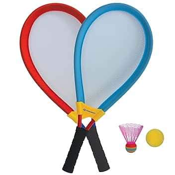 Schildkröt Set di Racchette Giganti, 2 Racchette da Badminton XL con una Rete Elastica, una Palla Morbida e un Volano Jumbo Colorato, 970150