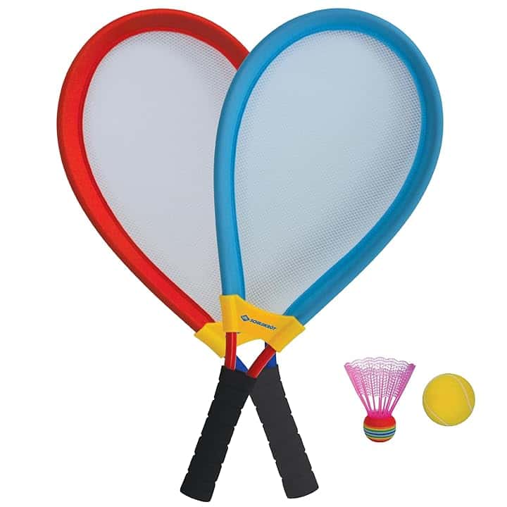 Schildkröt Set di Racchette Giganti, 2 Racchette da Badminton XL con una Rete Elastica, una Palla Morbida e un Volano Jumbo Colorato, 970150