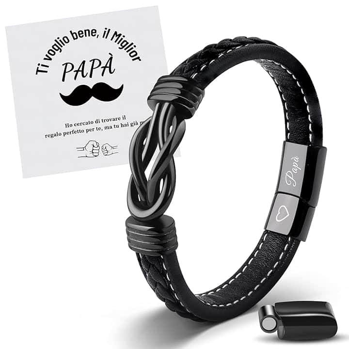 MANVEN Regalo Papà Bracciale Papà Regalo Per La Festa Del Papà Bracciale Uomo Regali Compleanno Per Papà Natale