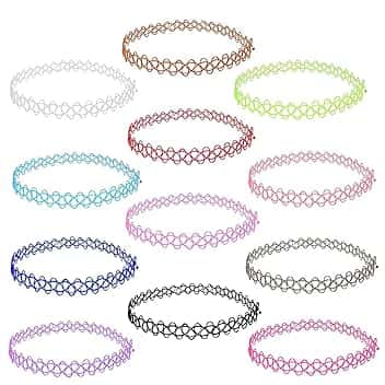 OFKPO 12 Pezzi Collana Girocollo Gotico in Plastica Elasticizzata per Donne e Ragazze