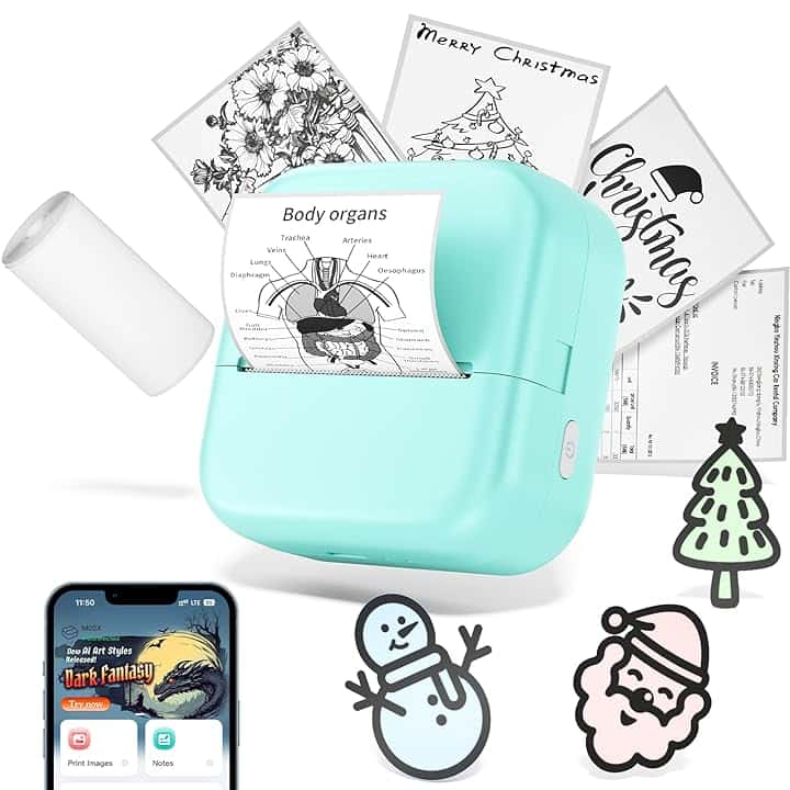 Phomemo Mini stampante Stampante Fotografica Portatile M02X, Stampante Portatile Bluetooth, Stampante Termica per Studio, Appunti e Foto, Stampante Adesiva per Studio e appunti di apprendimento