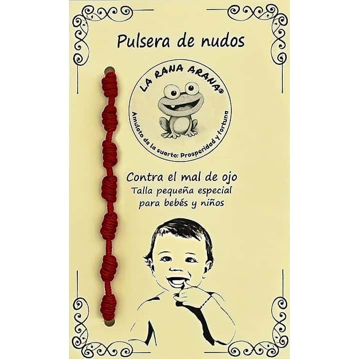 LA RANA ARANA Bracciale 7 nodi per bambini rosso - Filo rosso protezione energia negativa - Contro il malocchio - Amuleto per buona fortuna - Taglia piccola