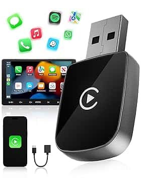Adattatore CarPlay Wireless, Bluetooth V5.3 Connessione Stabile, WiFi 5.8GHz ad Alta Velocità, USB C/A, Converte da Cablato a Wireless per Apple iPhone iOS 10+, Auto dal 2016