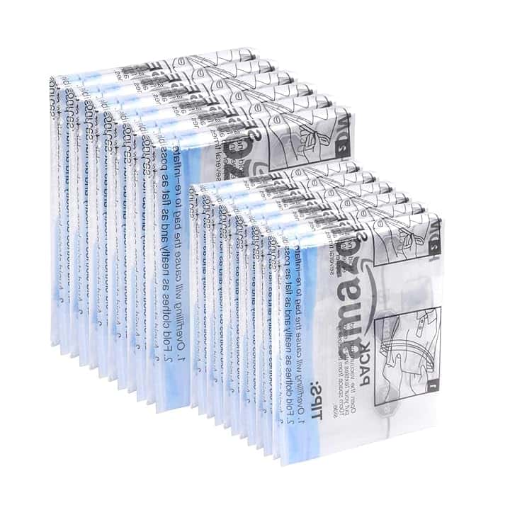 Amazon Basics Sacchetti di stoccaggio da viaggio arrotolabili, confezione da 12 (6 piccoli e 6 medi), per Abbigliamento, con Cerniera, Trasparente