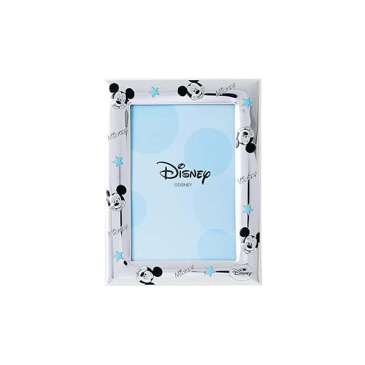 VALENTI & CO. D130-3LC, Disney Baby - Topolino Mickey Mouse - Cornice Porta Foto da Tavolo in Argento per Neonato e Bambino