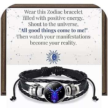 OVNMFH OVNMFH Bracciale Spirito Segni Zodiacali, 12 Constellation Bracciale In Pelle Multistrato Intrecciato Con Perline Fatte A Mano, Regali Per Gli Amanti Della Costellazione (Capricorn)