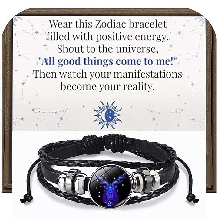 OVNMFH OVNMFH Bracciale Spirito Segni Zodiacali, 12 Constellation Bracciale In Pelle Multistrato Intrecciato Con Perline Fatte A Mano, Regali Per Gli Amanti Della Costellazione (Capricorn)