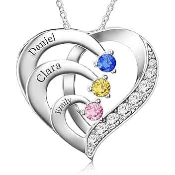 Easycosy Festa della Mamma Collana Personalizzata con Nome Inciso, Ciondolo Mamma a Cuore Personalizzato, Collana da Donna in Argento 925, Idee Regalo per Donna, Amica, Lei, Bambina