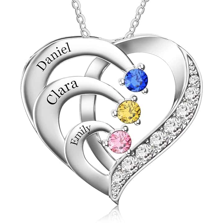 Easycosy Festa della Mamma Collana Personalizzata con Nome Inciso, Ciondolo Mamma a Cuore Personalizzato, Collana da Donna in Argento 925, Idee Regalo per Donna, Amica, Lei, Bambina