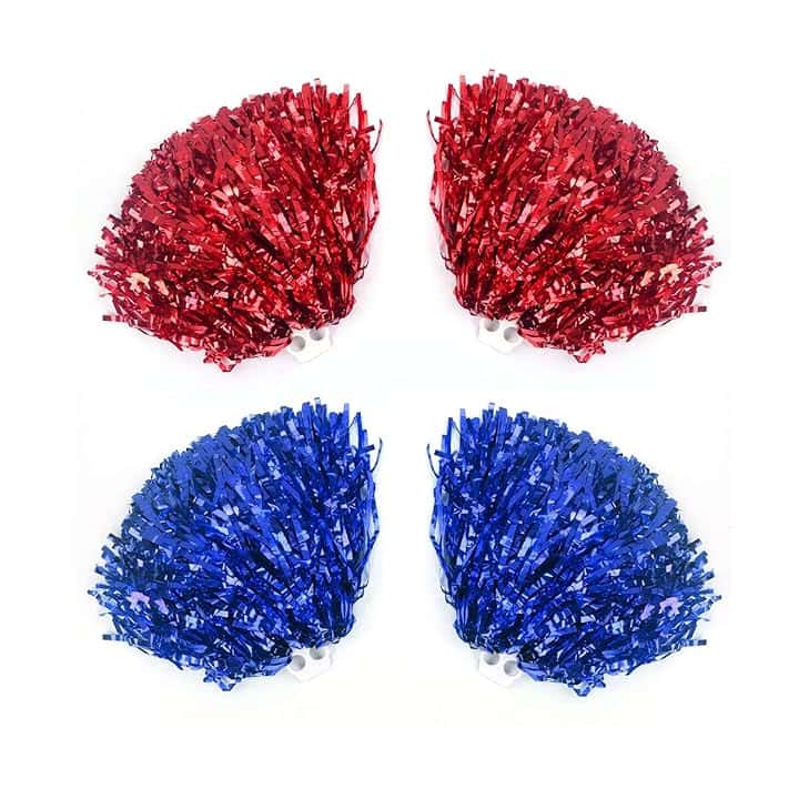 NYGGTYK 2 paia di mazzi di cheerleader, pompon colorati per cheerleader, accessori per animare e ballare (rosso,