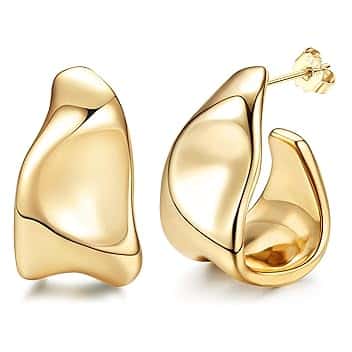 ADRAMATA Orecchini Donna Oro Orecchini Argento 925 Orecchini Cerchio Placcati in Oro 14K Orecchini Goccia Anallergici Orecchini Cerchio Grosso Orecchini Cerchio Oro Argento