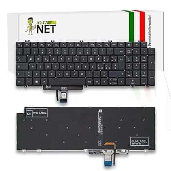 new net - Tastiera Compatibile con dell Latitude 5520, 5521, 5530, 5531, 5540, 3540 [Senza Frame - Colore Tasti Nero - Retroilluminata - Layout ITA]