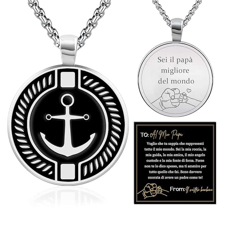 FANCIBAND Regalo San Valentino per Lui, Argento Collana Uomo Acciaio con Ancora Bussola, Regalo Uomo San Valentino Compleanno Anniversario per Lui Marito Fidanzato