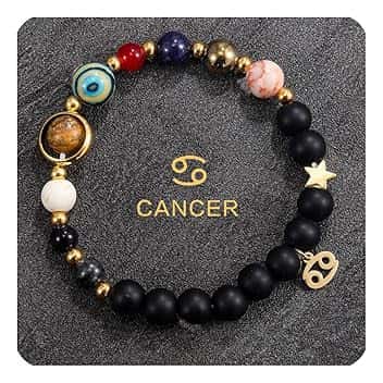 Generic Braccialetti zodiacali per le donne 12 costellazioni cristallo perline braccialetto compleanno zodiaco gioielli regali