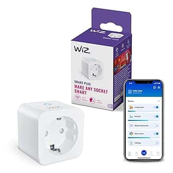 WiZ Wi-Fi Smart Plug, Tipo F, 230 V, 50 Hz, Installazione Facile, Certificazione Matter, Controlli Connessi, Comandi Vocali, Funziona con Alexa, Google Home e Apple Home, Confezione da 1