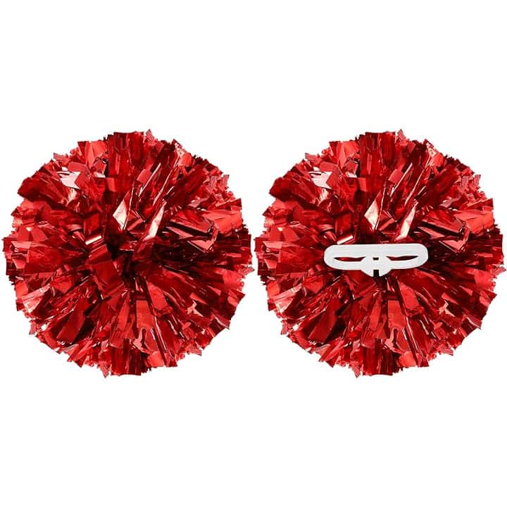 Pompon da cheerleader metallizzati, con anelli per manico, adatti per lo spirito di squadra, sport, danza, tifo