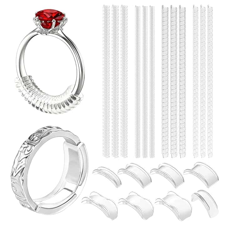 XULIERUX 20 Pezzi Invisibile Riduttore di Misura Anello in Silicone, Riduce Misura Anello, Adatto a Diverse Misure e Larghezze di Anelli, Unisex