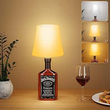Lampada da Tavolo LED Senza Fili, Ricaricabile Lampada Bottiglia, Lampada Comodino Luminosità Regolabile,Temperatura Tricolore+RGB,IP54 Impermeabile per Ristorante,Campeggio(Non includendo Bottiglie)
