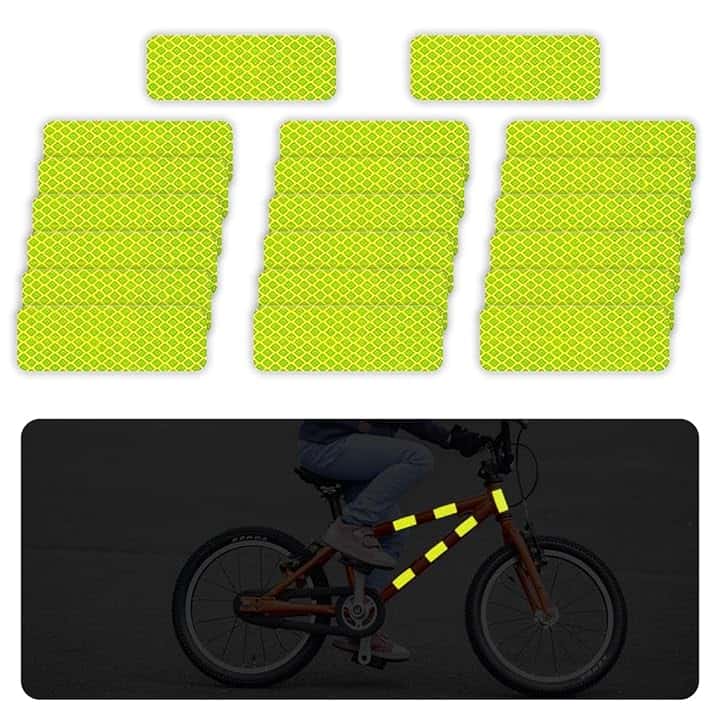 20 Pezzi Catarifrangenti per Passeggini, Sicurezza Catarifrangente Adesivo Universale, Adatto a tutti i passeggini, zaini, biciclette, sedie a rotelle - giallo neon
