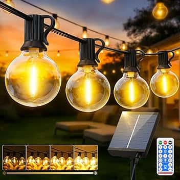 Catena Luminosa Esterno Giardino Solare - Luci da Esterne 15M/50FT Solari Dimmerabile Impermeabile con LED G40 Lampadine per Esterne Illuminazione Gazebo Patio Balcone