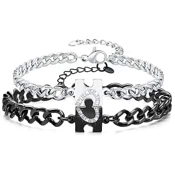 Gkmamrg Bracciali per coppia, per fidanzato, compagno o marito, ideale per Natale, 16-24 cm, acciaio inossidabile, 16cm-24cm, Acciaio inossidabile