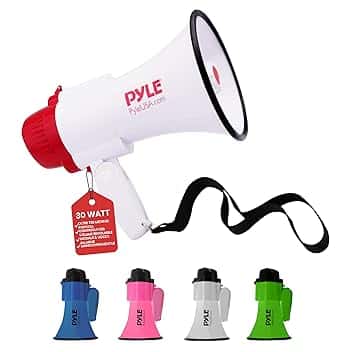 Pyle Megafono Portatile PA con Sirena Integrata, Megafono con Registratore Vocale 30 Watt e Portata 240 Metri, Ideale per Calcio, Basket, Hockey, Cheerleading, per Uso Polizia e Allenatori