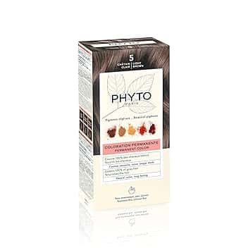Phyto Color Kit 5 Castano Chiaro Colorazione Permanente senza Ammoniaca, 100% Copertura Capelli Bianchi