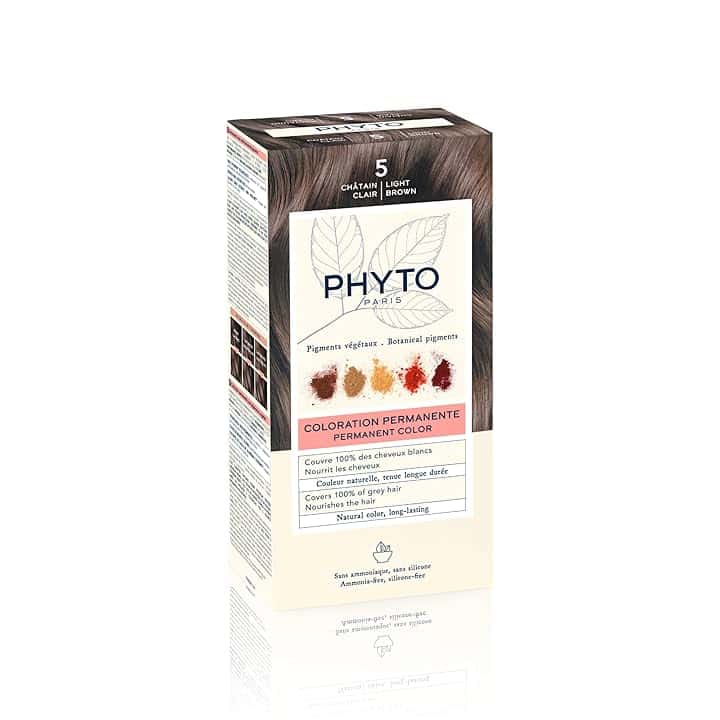 Phyto Color Kit 5 Castano Chiaro Colorazione Permanente senza Ammoniaca, 100% Copertura Capelli Bianchi