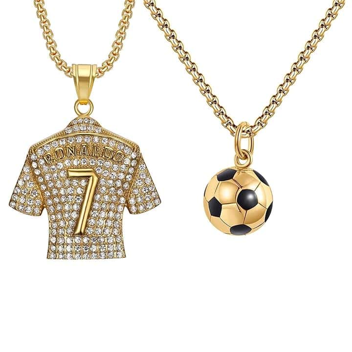 CANRNYACBZ 2 Pezzo Collana In Jersey Numero 7, Collana Pendente Jersey, Collana Di Diamante Numero 7 Bambini Ragazzi Catena Della Clavicola Hip Hop, Regalo Per Gli Amanti Del Giochi Di Palla