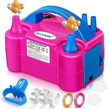 HELESIN Pompa per Palloncini Elettrica, Gonfia Palloncini Elettrico con Accessori Decorativi, Pompa Palloncini Elettrica 2 Modalità, Gonfiatore Palloncino per Decorazioni di Compleanno e Feste（Rosso） ClimeCo Certified