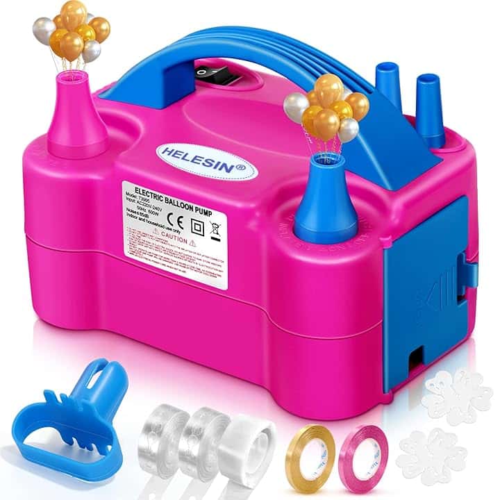 HELESIN Pompa per Palloncini Elettrica, Gonfia Palloncini Elettrico con Accessori Decorativi, Pompa Palloncini Elettrica 2 Modalità, Gonfiatore Palloncino per Decorazioni di Compleanno e Feste（Rosso） ClimeCo Certified