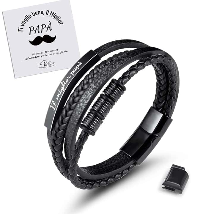 MANVEN Regalo Papà Bracciale Papà Regalo Per La Festa Del Papà Bracciale Uomo Regali Compleanno Per Papà Natale