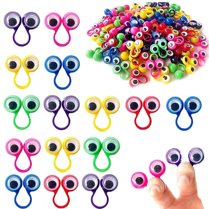 50 Pezzi Giocattoli da Dito, Pupazzi da Dito con Occhi, Giochi per Feste di Compleanno e Halloween, Regali per Feste per Bambini (Colorati)