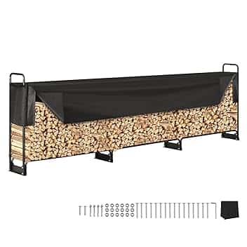 VEVOR Portalegna da Esterno per Legna da Ardere 383x36x117 cm con Copertura impermeabile 600D Oxford Legnaia Portalegna da Esterno per Camino Giardino Stoccaggio per Tronchi Interno/Esterno per Legna