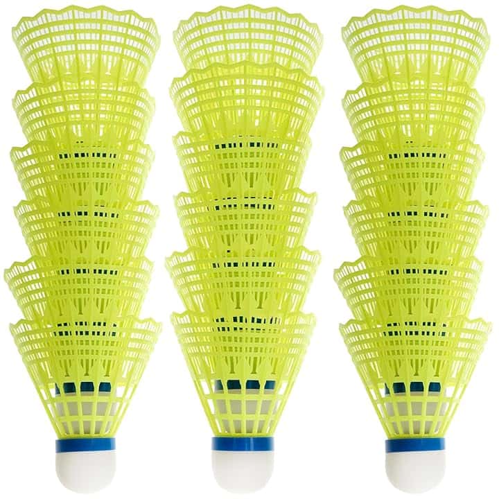 QWORK® Set di 18 Volani Badminton in Nylon - Elevata Resistenza agli Urti e Volo Stabile