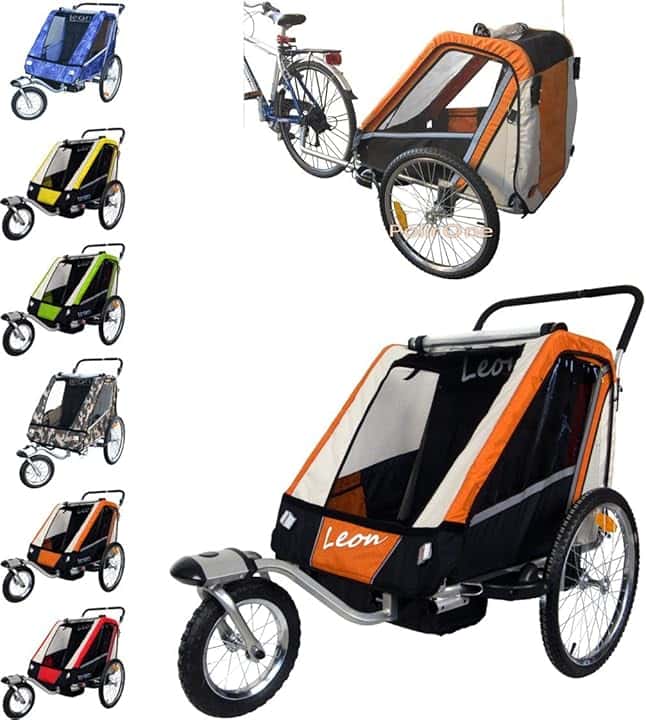Leon PAPILIOSHOP Rimorchio Passeggino Carrello per Il Trasporto di 1 2 Bambini
