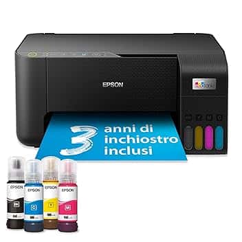 Epson EcoTank ET-2862 Stampante Multifunzione 3-in-1 A4, Serbatoi Ricaricabili Alta Capacità, 4 Flaconi Inclusi pari a 4500pag B/N 7500pag Colore, Display LCD USB Wi-Fi/Direct Fronte/retro, Nero