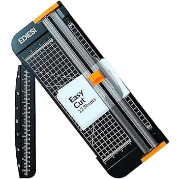 Ediesi, Taglierina per Carta, A4, massima precisione, blocco automatico, con righello di estensione, per carta, foto, coupon ed etichette (Nero)