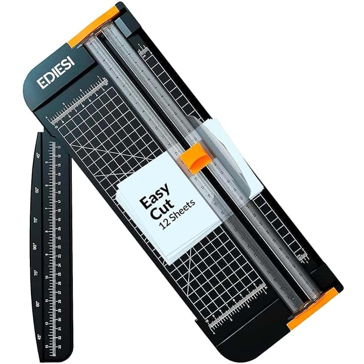 Ediesi, Taglierina per Carta, A4, massima precisione, blocco automatico, con righello di estensione, per carta, foto, coupon ed etichette (Nero)