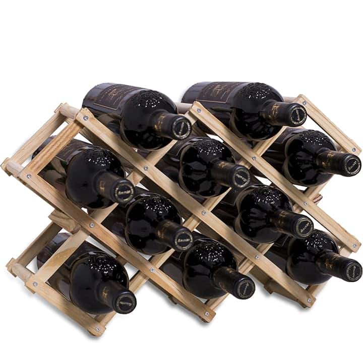 Newaner portabottiglie vino pieghevole contenere 10 bottiglie 45X12.5X31CM, cantinetta vino legno,porta bottiglie acqua artigianale a 3 livelli, portavino organisateur per Bar, soggiorno, cucina
