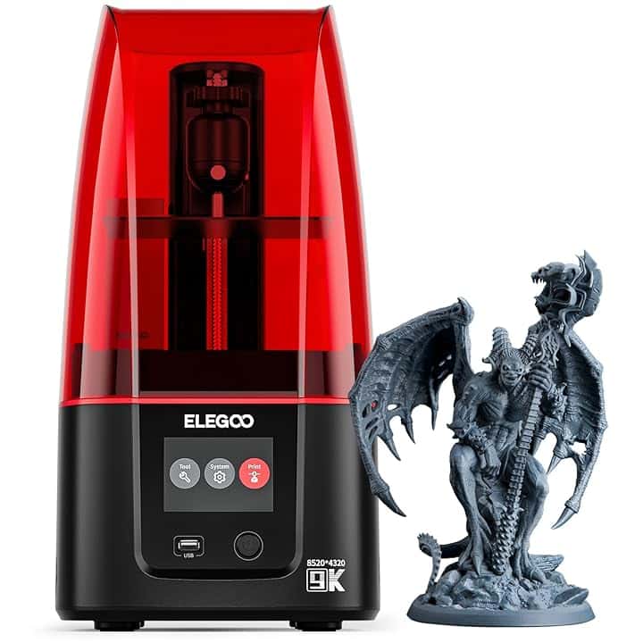 ELEGOO Mars 4 Stampante 3D MSLA in Resina a Fotopolimerizzazione UV con Schermo LCD Monocromatico 9K da 7 Pollici, Stampante 3D in Resina, Dimensione di stampa di 153,36x77,76x175 mm³