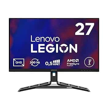 Lenovo Legion R27qe Gen 2 Gaming Monitor 27" QHD (2560x1440) IPS, 0.5ms MPRT, 200Hz, Porte 2x HDMI 2.1 e DisplayPort 1.2, Cavo DisplayPort incluso - Raven Black