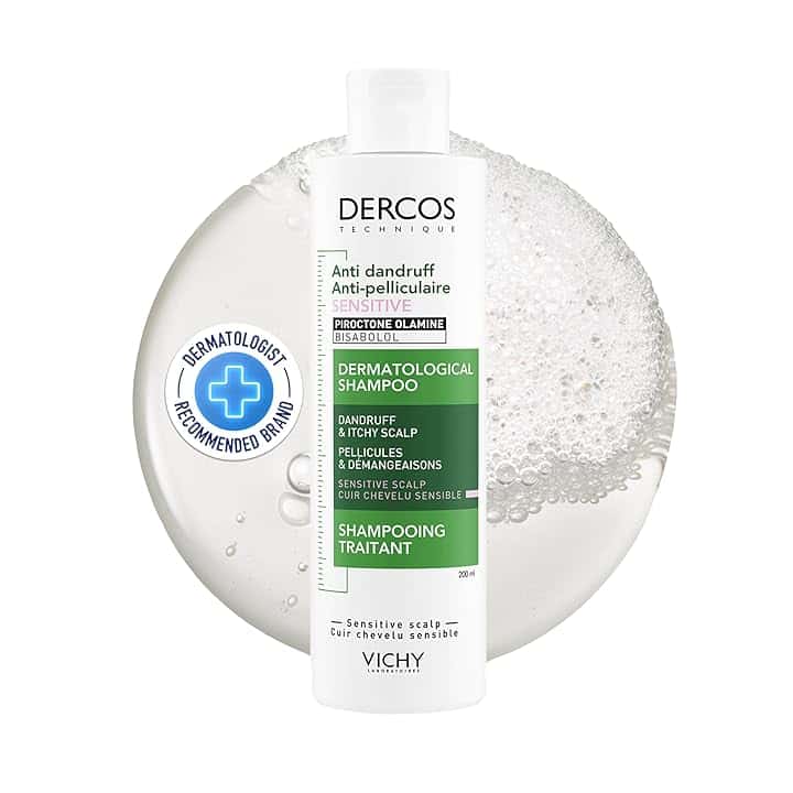 Vichy Dercos, Shampoo Anti-Forfora Sensitive, Per il Cuoio Capelluto Sensibile, Azione Lenitiva, Effetto Anti-Ricomparsa, Arricchito con Piroctolamina e AHA, 200 ml