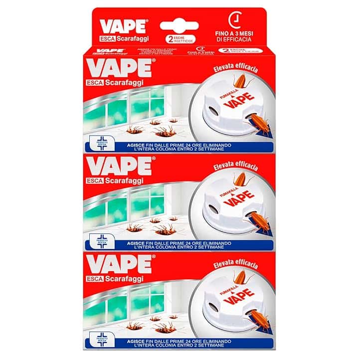 Vape Esca Scarafaggi Esche Insetticide Disinfestazione Blatte Cimici e Scarafaggi Efficacia 3 Mesi - 6 Esche