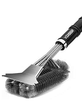 VDISRR Spazzola Barbecue, Spazzola per Griglia in Acciaio Inox Con Raschietto, Pulizia a 360°, Manico Isolante Termico Extra Lungo per Pulire Griglia/Forno/Teglie da Forno