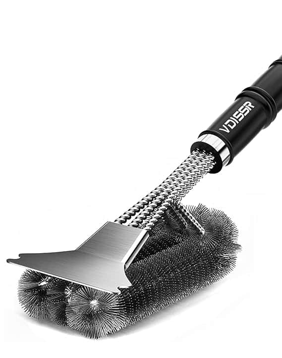 VDISRR Spazzola Barbecue, Spazzola per Griglia in Acciaio Inox Con Raschietto, Pulizia a 360°, Manico Isolante Termico Extra Lungo per Pulire Griglia/Forno/Teglie da Forno