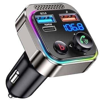 GizmoVine Bluetooth Auto, Trasmettitore FM Bluetooth 5.4 63W (PD 45W e 18W) Doppia Porta USB di Ricarica Adattatore Auto, Radio Ricevitore Wireless, Chiamate in Vivavoce, Supporto Unità USB 64GB