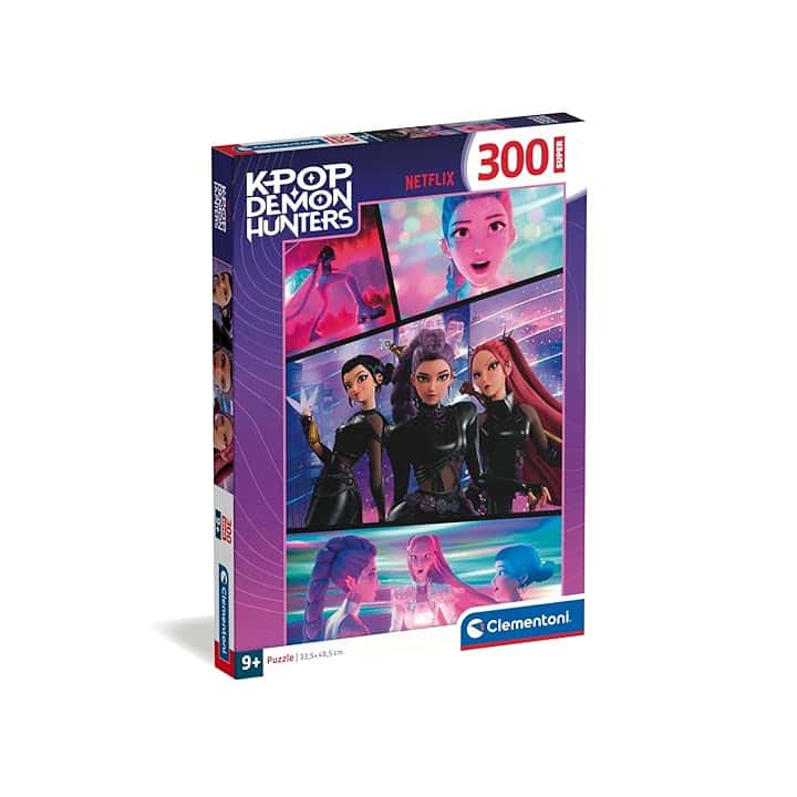 Clementoni - Puzzle per Bambini 300 Pezzi Super, per Bambini 9+ Anni, Illustrazione con Personaggi della Serie K-pop Demon Hunters, Idea Regalo, Made in Italy, 33,5x48,5 cm, 21760